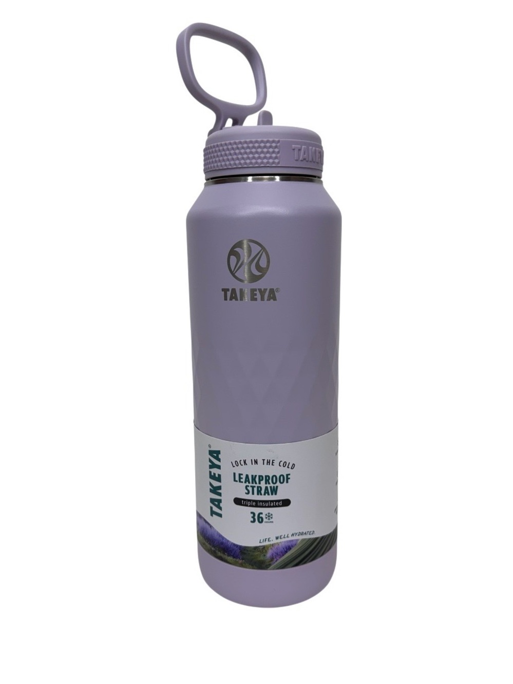 Takeya Cool Lilac Diamond Triple Insulated 40oz Sport Water Bottle W/ Flip Straw